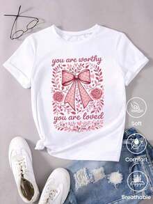Camiseta de cuello redondo y mangas cortas de ropa fashion, fabricada en México, para la temporada primavera-verano 2025. Con estampado de dibujos animados, es un modelo de pareja, apta para usar tanto por dentro como por fuera, ideal para oficina y estilo casual, diseñada para hombres y mujeres, en unidad individual. - Blanco - Ver 1