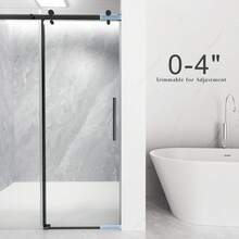 44-48" X 72" Silver Framed Bypass Sliding Shower Door, 5/16" ANSI & SGCC Certified Tempered Glass, Double Sliding Bathroom Shower Enclosure With Reversible Installation, Leak-Proof & Adjustable 0-4" Trim, Modern Matte Silver Hardware - Silver - View 8