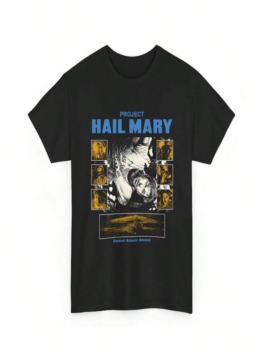 La camiseta "Project Hail Mary" está inspirada en las novelas de ciencia ficción de Andy Weir y es una camiseta de verano holgada y transpirable para hombres y mujeres. - Negro - Ver 1