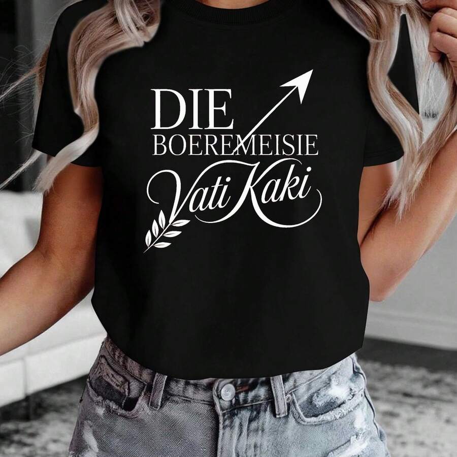 Camiseta suave para mujer Boeremeisie con una frase afrikáans llamativa - negro - Ver 1