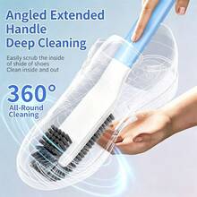 Bàn chải giày lông mềm xoay 360 độ, bàn chải làm sạch giày cán dài, dụng cụ làm sạch giày hai đầu đa năng, bàn chải giặt lông cứng, bàn chải làm sạch mạch gạch phòng tắm, bàn chải làm sạch nhà cửa đa năng - bàn chải giày cán dài - Xem 5