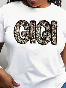 Camiseta de mujer con diseño de estampado de leopardo, cuello redondo, manga corta, estilo casual, perfecta como regalo de cumpleaños, adecuada para usar en todas las estaciones, para uso diario al aire libre - Estilo vintage urbano, unisex, holgada, de algodón, manga corta, cuello redondo, blusas para mujer. blusas.blusas casuales para dama. - Blanco - Ver 1