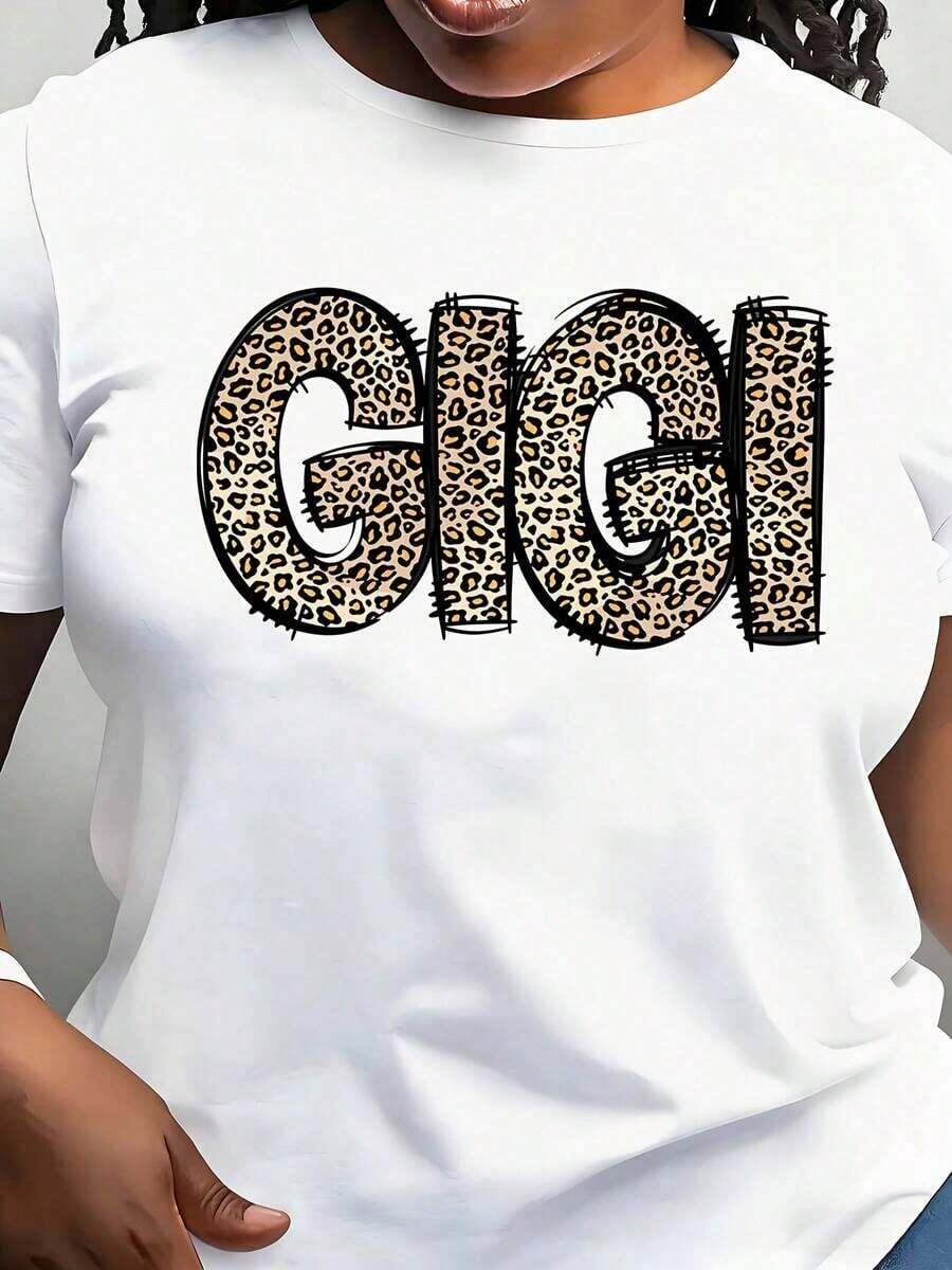 Camiseta de mujer con diseño de estampado de leopardo, cuello redondo, manga corta, estilo casual, perfecta como regalo de cumpleaños, adecuada para usar en todas las estaciones, para uso diario al aire libre - Estilo vintage urbano, unisex, holgada, de algodón, manga corta, cuello redondo, blusas para mujer. blusas.blusas casuales para dama. - Blanco - Ver 1