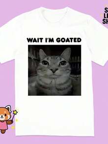 Camiseta informal de mujerFunny Cat Shirt Wait Im Goated Meme Gift Brainrot Tshirt,Camisetas para hombre, camisetas para niños, camisetas con estampado de gatos y perros, camisetas para uso diario, camisetas de apoyo a la Copa del Mundo, camisetas de la Copa del Mundo 2026, camisetas estampadas, ropa de Pascua, - Blanco - Ver 7