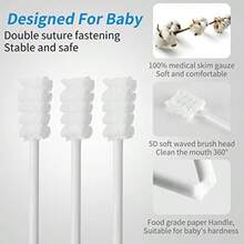 Baby Tongue Cleaner Set 60Pcs,Diosabral Cleaning Sticks For 0-36 Month Infan, Soft Gauze Silicone Erial, Blue/Wh, Hienic Single-Use Dental Care - Gói 60 cái - Xem 2