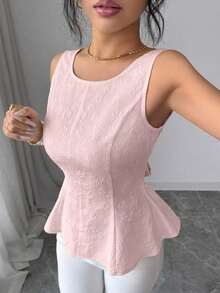 Chalecos de verano elegantes y románticos tejidos para damas - Rosa - Ver 3