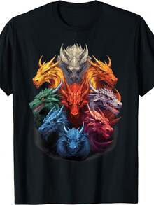 Camiseta Unisex Tipo Dragón Dragon Lover 100% Lavable a Máquina Regalos de Pascua para Hombres Mujeres Mamá Papá Amigos SXXXL Negro - Negro - Ver 5