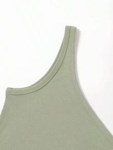 Blusa asimétrica de hombro casual de unicolor para mujer - verde menta - Ver 5