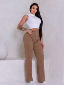 Wide Leg - Chocolate Brown - View 8