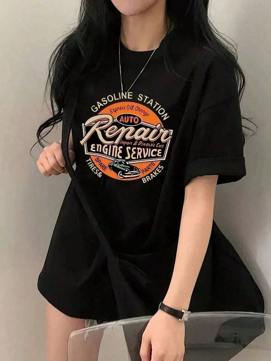 Women's 100% Cotton T-Shirt With Mexican Flag, 180g, One-Piece Printed T-Shirt For Women - Casual Short-Sleeved Round Neck Top For Spring-Summer, Stretchy Fabric, Machine Washable, New Short-Sleeved T-Shirt. - 黑色 - 查看 1