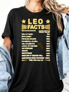 Camisetas Divertidas 100% Algodón para Mujer Leo Fac-4Pure-Cotton - Negro 2 - Ver 1