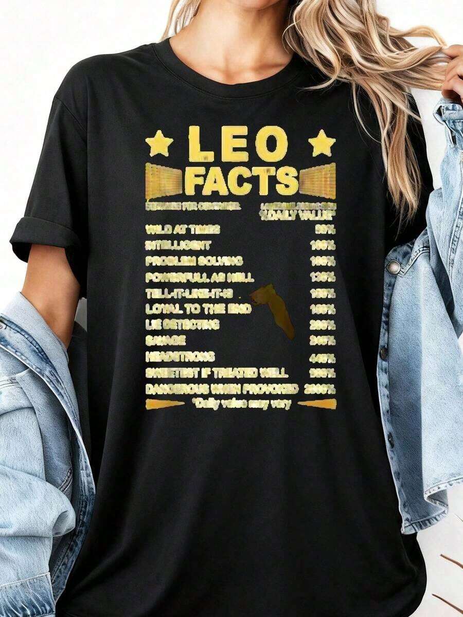 Camisetas Divertidas 100% Algodón para Mujer Leo Fac-4Pure-Cotton - Negro 2 - Ver 1