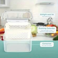 18/9/6-Piece Food- Drainage Baskets. Household Airtight Refrigerator Fresh-Keeping Storage Containers With Drain Basket And Lid For Storing Various Fruits And Vegetables. 6/3/2 Boxs+6/3/2 Covers +6/3/2 Drain Nets - View 4