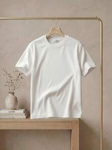 1 pieza clásica y versátil, camiseta de manga corta de algodón puro con dise?o de pelota de fútbol rosa, marco de puerta, tacón y bebida, ideal para usar en todas las estaciones. Estilo moderno. - Blanco - Ver 3
