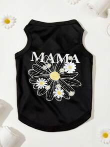 1 Stück Sommer Blumen Gänseblümchen Muster "Mama" Buchstaben Haustier Weste, physikalisches Flohrepellent, Fellverlust reduzierend, wärmeisolierend & atmungsaktiv, geeignet für kleine & große Hunde, Innen- & Außenbereich - Schwarz - Übersicht 13