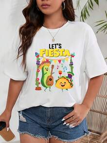 Camiseta Let's Fiesta 5 Cinco De Mayo Mexicana - Unisex Suave, Transpirable y Ligera con Estampado de Banda Mariachi, Cactus y Sombrero, Letras Let's Fiesta - Cuello Redondo Manga Corta Blanca para Hombres y Mujeres, Ropa Casual y de Fiesta Temática - Blanco - Ver 6