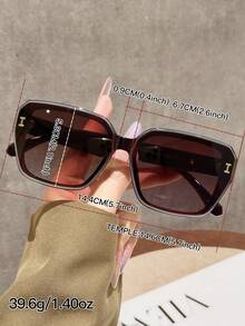 1 Par de Óculos Assimétricos Poligonais Tonalizados para Mulheres, Acessório de Moda para o Verão, Adequado para Atividades ao Ar Livre, Esportes, Viagens, Praia, Festivais, Direção, Ocasiões Elegantes - Folhas de chá marrom duplo - Visão 4