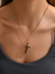 1 Pair Unique Minimalist Creative Hug Necklace, Suitable For Daily Wear For Women - Multicolor - View 3