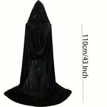 1 pieza Capa de fiesta de actuación de Halloween negra unisex para adultos, disfraz de una sola capa con capucha para bruja, demonio, vampiro, elfo, adecuado para varios accesorios de disfraz de actuación de fiesta de vacaciones, capa de terciopelo dorado - Capa de terciopelo negro y dorado - Ver 8