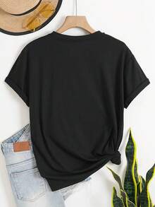 Camiseta de mujer para primavera y verano - Negro - Ver 2