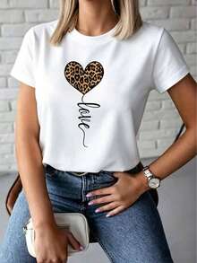 Camiseta de mujer 2026, cuello redondo, manga corta, estampada, corte holgado, estilo deportivo y casual, perfecta para verano, envío nacional. - Blanco - Ver 1