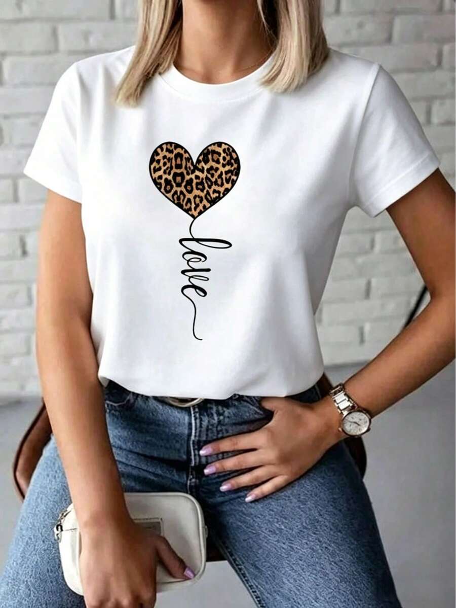 Camiseta de mujer 2026, cuello redondo, manga corta, estampada, corte holgado, estilo deportivo y casual, perfecta para verano, envío nacional. - Blanco - Ver 1
