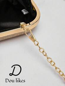 1pc Rhinestone Floral Embroidered Clutch Bag, Hard Box Style Wallet, Bridesmaid Handbag, Formal Party Bag, Wedding Purse, Suitable For Women Attending Formal Occasions, Parties, Weddings, With Detachable Chain, Showcasing Elegant Style (Pattern Randomly Cut) - Champagne - View 7