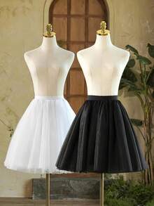 1 chiếc váy voan 4 lớp màu trắng cổ điển, dài ngang gối 65cm, thích hợp cho Halloween, cosplay và tiệc cưới, váy lót mùa thu kiểu Lolita. - Nhiều màu - Xem 12