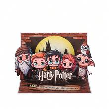 Miniso 1 Thiệp chúc mừng 3D Harry Potter, thiết kế Lâu đài Hogwarts và các nhân vật Chibi, thiệp sinh nhật dành cho người hâm mộ và bạn bè của Harry Potter. - Xem 3