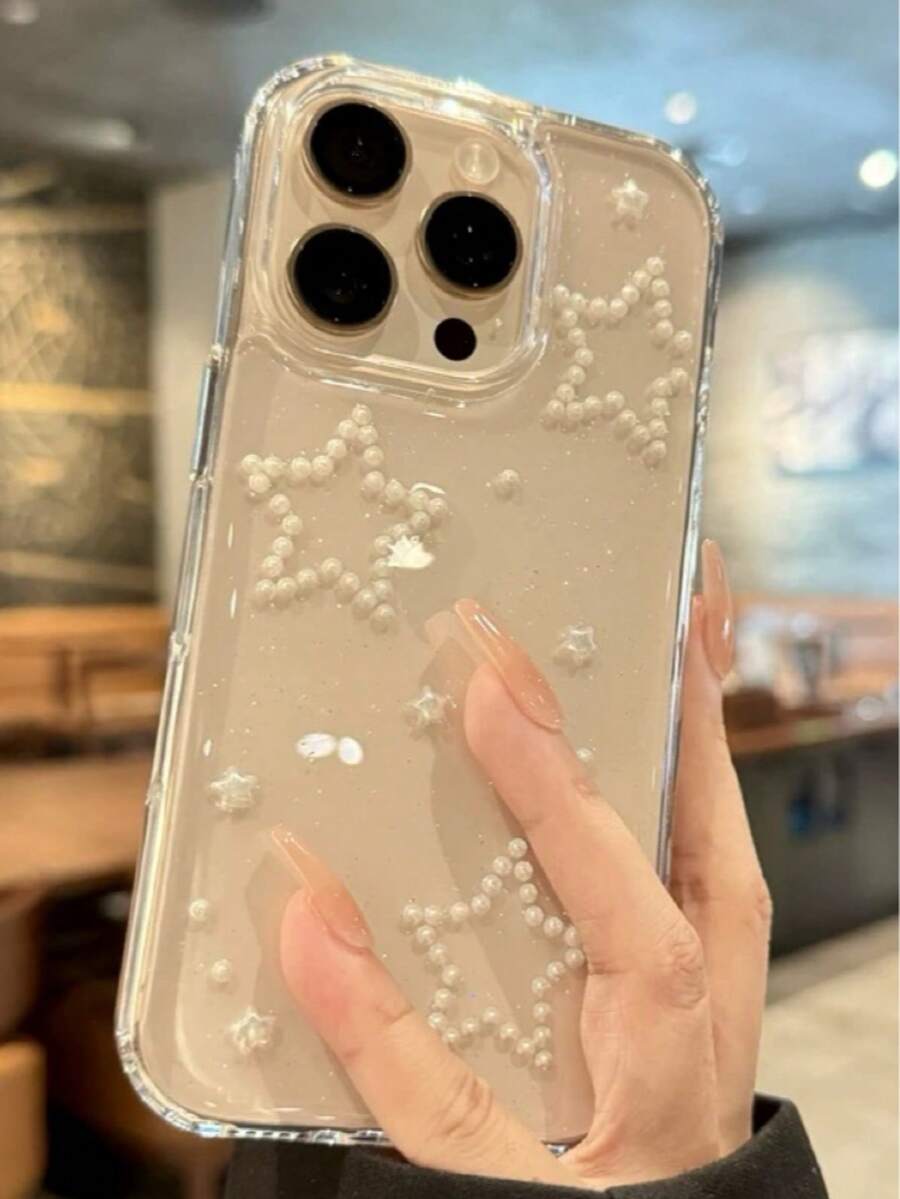 透明 16 Pro Max 手机壳,珍珠星形设计,超薄保护套,兼容 16、15 Pro、14、13 - 無色 - 查看 1