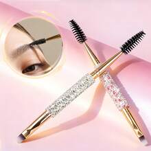 Brocha para delineador de ojos y cejas premium para mujer en oro rosa, brocha para delineador de ojos con decoración de purpurina brillante, brocha de maquillaje premium, adecuada para principiantes de maquillaje, cabezal de brocha para rímel, barata, asequible, brocha para pestañas con mango largo, brocha para pestañas portátil, set de brochas para maquillaje de pestañas, adecuada para injerto de pestañas, brocha para cejas, brocha para sombra de ojos, brocha espiral, herramientas de belleza - Multicolor - Ver 7