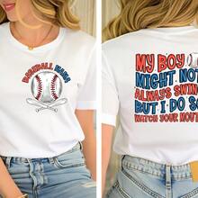 Camiseta para Mamá de Béisbol, Mi Hijo No Siempre Puede Batear, Regalo para Mamá de Béisbol, Camiseta para Mamá Deportista, Frases Divertidas de Béisbol, Regalos para Mamá - Blanco - Ver 1