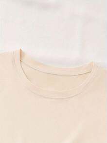 Camiseta de manga corta informal de estilo francés con estampado floral para mujer, ideal para vacaciones de verano, ropa de mujer. - Albaricoque - Ver 5