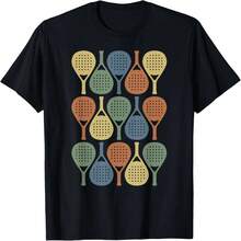 Camisetas de pádel de estilo retro: camisetas para aficionados al pádel, ropa de mujer, camisetas estampadas, camisetas informales. - Negro - Ver 2