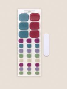 New Semi-Cured Gel Toe Nail Stickers, Glitter Design, In Stock Wholesale, Waterproof & Long-Lasting For Summer - Multicolor - View 3