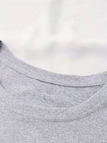T-Shirt With A Pink Orchid Print, Short Sleeves, And A Round Neck. Women's Clothing, Fresh And Elegant Style, Versatile And Casual, Suitable For Everyday Wear, Parties, Dates, And As A Birthday Gift. MG3E - 淺灰色 - 查看 3