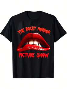Camiseta de Manga Corta con Cuello Redondo y Estampado de Labios "Aventura Terrestre" para las Cuatro Estaciones - Negro - Ver 6