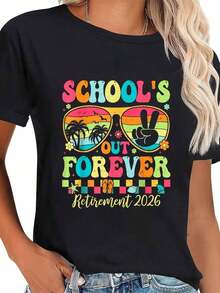 Camiseta Retro 100% Algodón para Hombre y Mujer, con Estampado "La Jubilación Es Eterna 2026", para Maestros Retirados, Cuello Redondo, Estilo Clásico, para Vacaciones de Verano - Negro - Ver 5