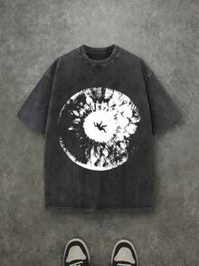 Camiseta casual vintage cómoda y lavada para mujer, camiseta de manga corta con cuello redondo,% algodón lavado y versátil para hombre, adecuada para uso diario y atuendos de, estilo unisex. - Negro - Ver 1