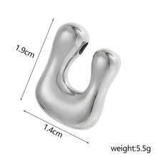 1pc Silver Stainless Steel Initial Pendant, Unisex Keychain Pendant Accessory, Bubble Letter Pendant - Bubble Letters - View 34