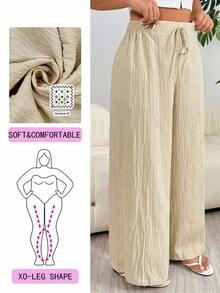 2025 Pantalones casuales nuevos de otoño/invierno, adecuados para salidas, uso diario casual, fiestas, ir al trabajo, volver al colegio, citas, en casa, fiestas de cumpleaños y múltiples ocasiones.Corte relajado, cintura elástica, pantalones de - Albaricoque - Ver 1