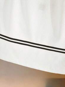 Blusa de cuello halter blanca con ribete negro.Ropa de playa, adecuada para otoño e invierno, uso casual en la oficina, versátil, Navidad, Año Nuevo, uso casual y elegante diario, atuendo profesional de maestro urbano - Blanco y Negro 2 - Ver 4