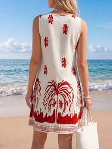 Vestido de verano casual con estampado tropical para vacaciones de mujer - Multicolor 7 - Ver 2