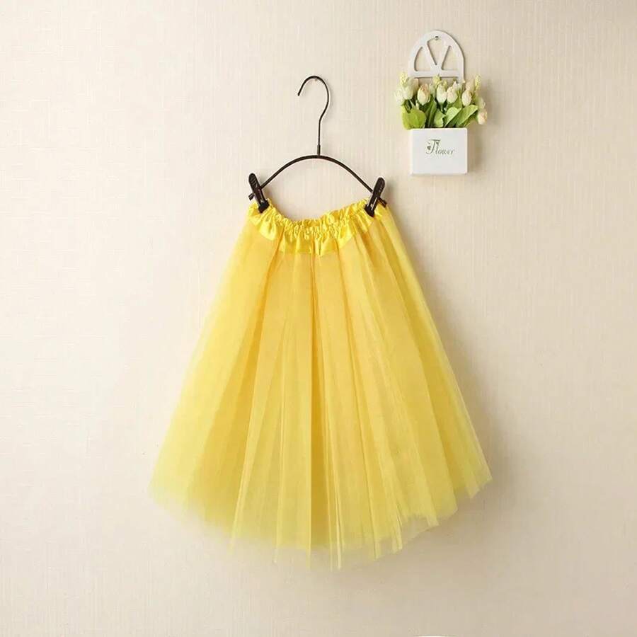 Women's Vintage Summer Tulle Skirt, Elegant Adult Ballet Dancewear, Party Costume, Dance Dress, Mini Skirt - 黃色 - 查看 1