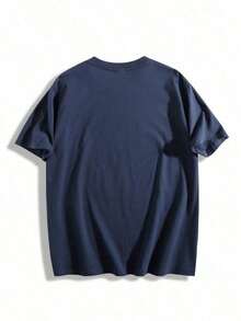 Camiseta de manga corta para hombre, talla grande, con estampado de astronauta, 220g, 1 pieza, estilo urbano, 100% algodón, cuello redondo, impresión digital a doble cara, camiseta casual y moderna para estilo urbano. - Negro - Ver 9