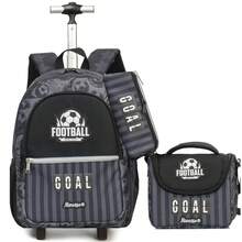 Set de 3 piezas: Mochila con ruedas para niños + Bolso de mensajero, Mochila escolar con ruedas y estampado lindo, Bolsa de equipaje con ruedas ligera para volver a la escuela - Bolsa con ruedas para niños - Ver 13