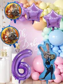 Disney Bộ bóng bay số chủ đề Zootopia, bóng bay hình Judy Hopps & Nick Wilde cho các dịp sinh nhật quan trọng, nâng tầm trang trí sinh nhật cột mốc của bạn với bộ bóng bay chủ đề Zootopia sống động này, gồm hai bóng bay tròn hình chân dung Judy & Nick, hai bóng bay hình ngôi sao màu tím và một bóng bay số màu tím ánh kim tùy chọn. - Bóng bay - Xem 12