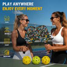 BSKT 1 Set Graffiti Pattern Fiberglass Pickleball Paddle, Lightweight Fiberglass Body, Indoor Court Outdoor Lawn Yard Leisure Match, Adult Daily Training Pickleball Sports Equipment, One-Piece Molded Fiberglass Surface, Graffiti High-Definition Print, Honeycomb Shock-Absorbing Core, Lightweight Balanced Grip Weight, Low Impact Vibration, Excellent Spin And Ball Control, Suitable For Indoor Professional Courts, Outdoor Lawns, Yard Open Spaces For Doubles Matches And Singles Basic Training - Multicolor - View 4