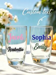 Pegatinas de Cristal Transparente Personalizadas con Nombre, Pegatinas de Transferencia Impermeables con Texto Personalizable, Diseño Removible sin Residuos, Adecuadas para Vasos de Vidrio, Cajas de Regalo, Tazas, Botellas, Aplicables para Bodas, Temporada de Graduación y Decoración Diaria - Multicolor - Ver 1
