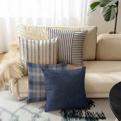 4 Stück abstrakte Linien Rechteck Kissenbezüge, unsichtbarer Reißverschluss, maschinenwaschbar, dekorative Kissenbezüge für Sofa, Wohnzimmer, Schlafzimmer, ohne Kisseneinsatz
